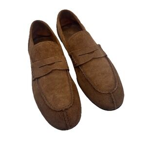 Alexander Hotto Made In Italy Brown Men Suede Penny Loafers Designer Sz 41 US 8